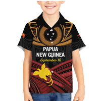 Papua New Guinea Bird of Paradise Family Matching Mermaid Dress and Hawaiian Shirt 16 September 1975 Independence Day Anniversary LT01 Son's Shirt Black - Polynesian Pride