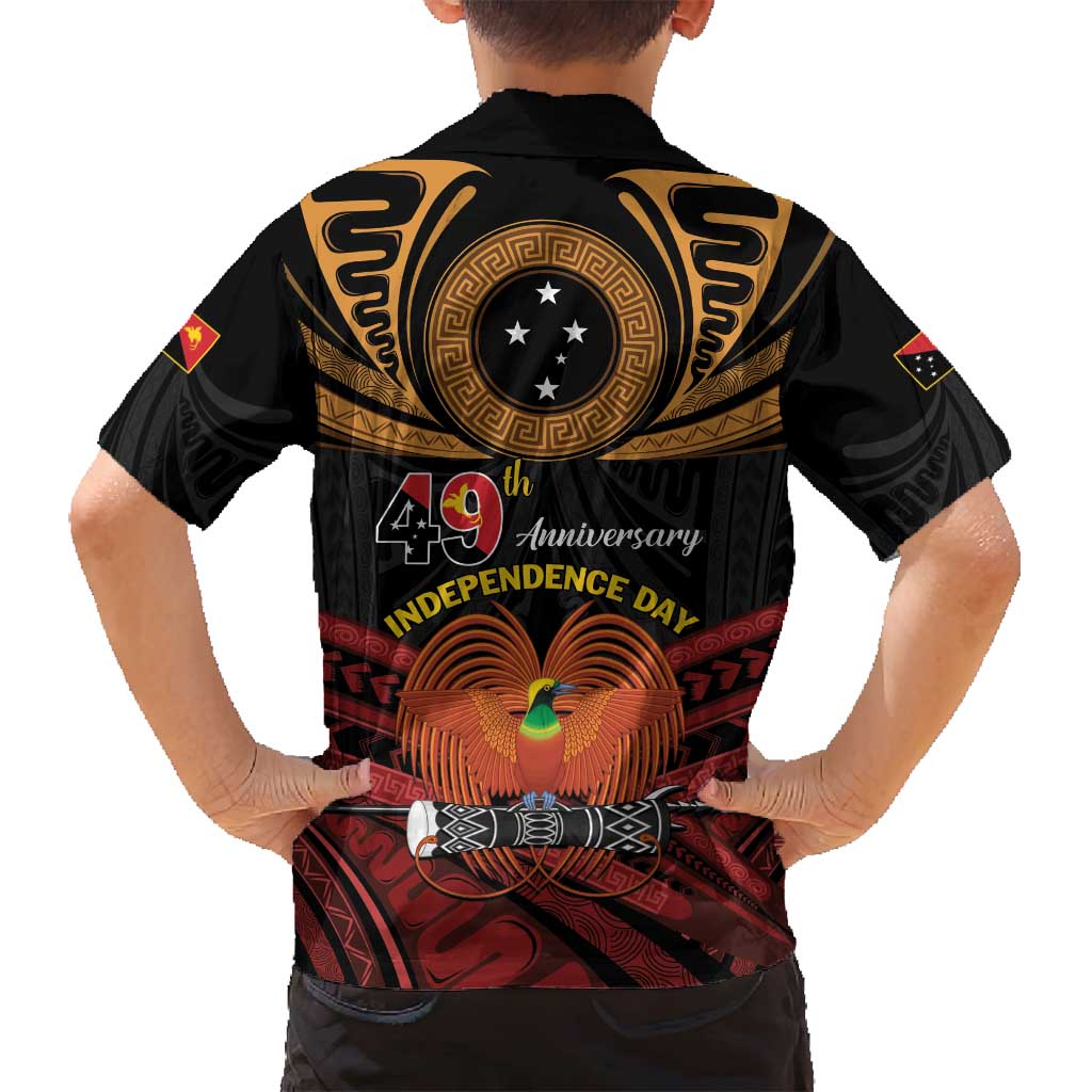 Papua New Guinea Bird of Paradise Family Matching Off Shoulder Maxi Dress and Hawaiian Shirt 16 September 1975 Independence Day Anniversary LT01 - Polynesian Pride