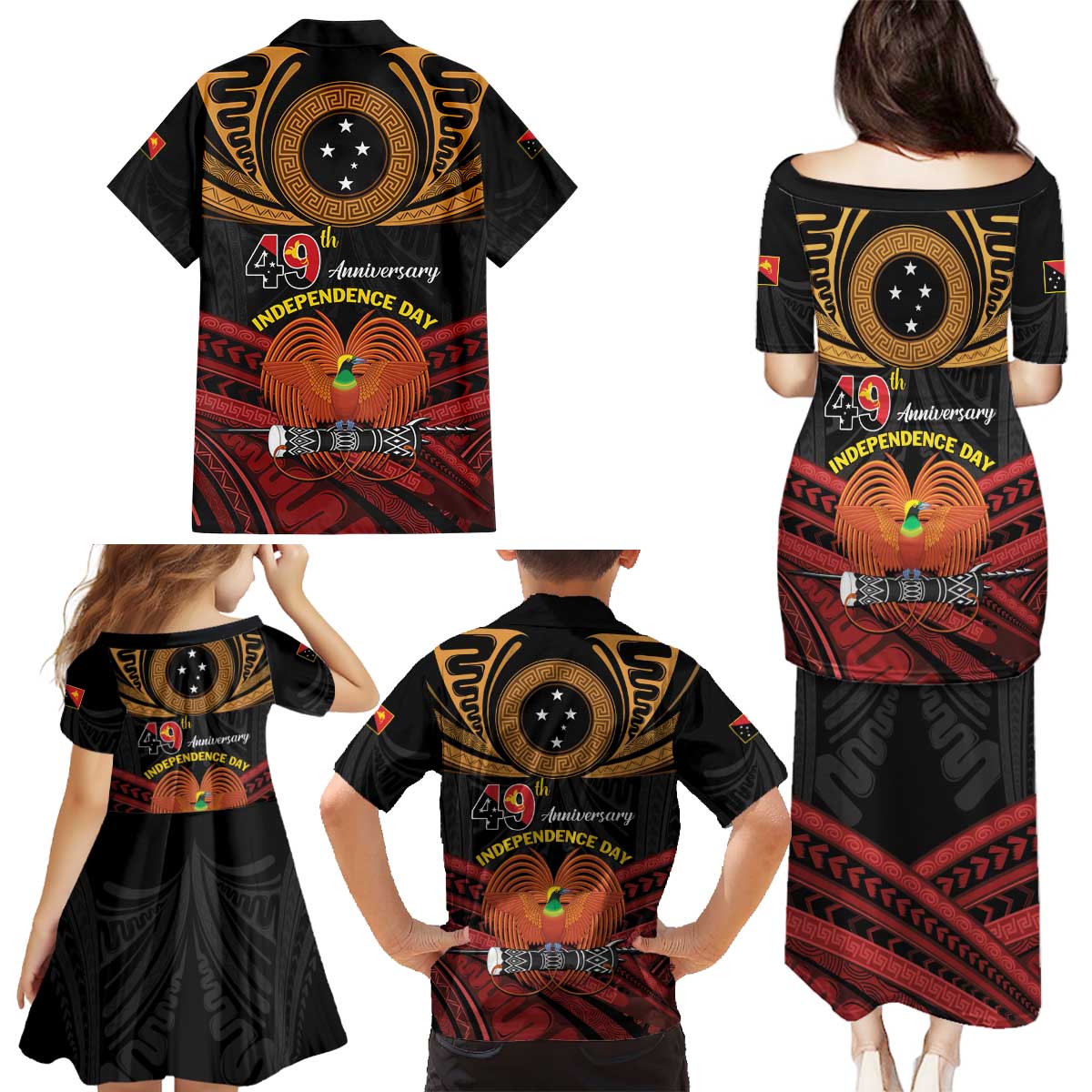 Papua New Guinea Bird of Paradise Family Matching Puletasi and Hawaiian Shirt 16 September 1975 Independence Day Anniversary LT01 - Polynesian Pride