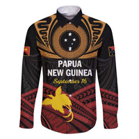 Papua New Guinea Bird of Paradise Family Matching Short Sleeve Bodycon Dress and Hawaiian Shirt 16 September 1975 Independence Day Anniversary LT01 Dad's Shirt - Long Sleeve Black - Polynesian Pride