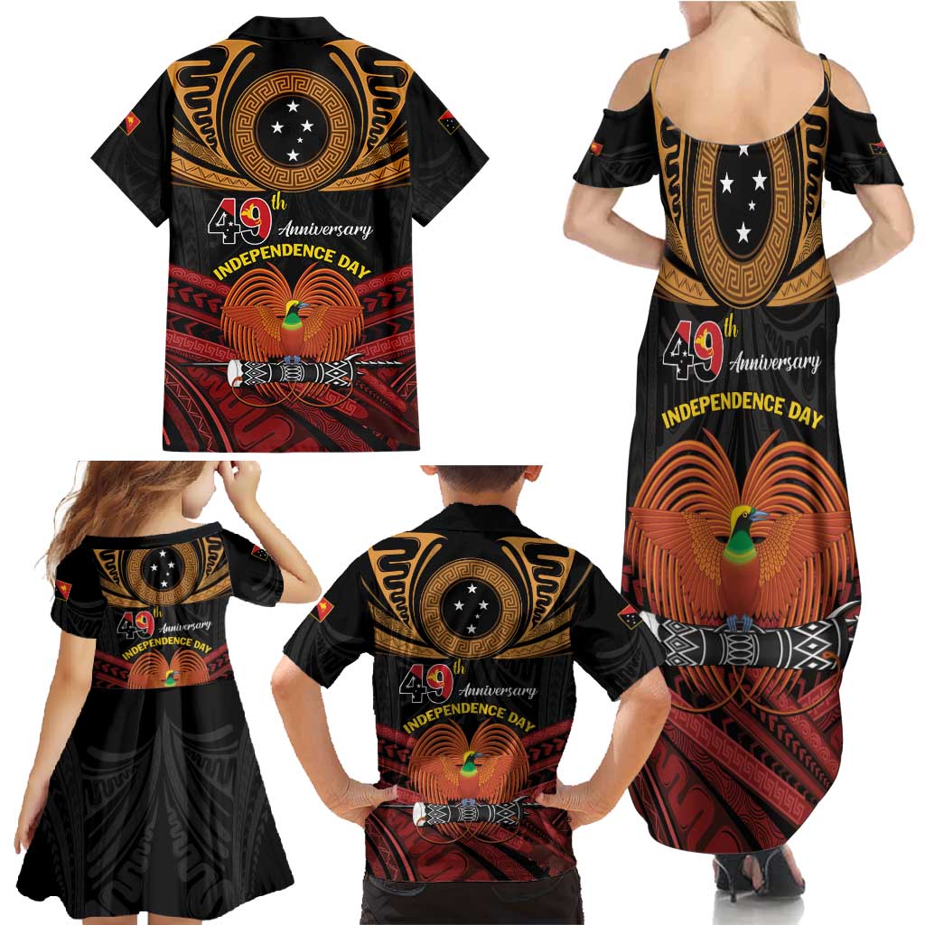 Papua New Guinea Bird of Paradise Family Matching Summer Maxi Dress and Hawaiian Shirt 16 September 1975 Independence Day Anniversary LT01 - Polynesian Pride