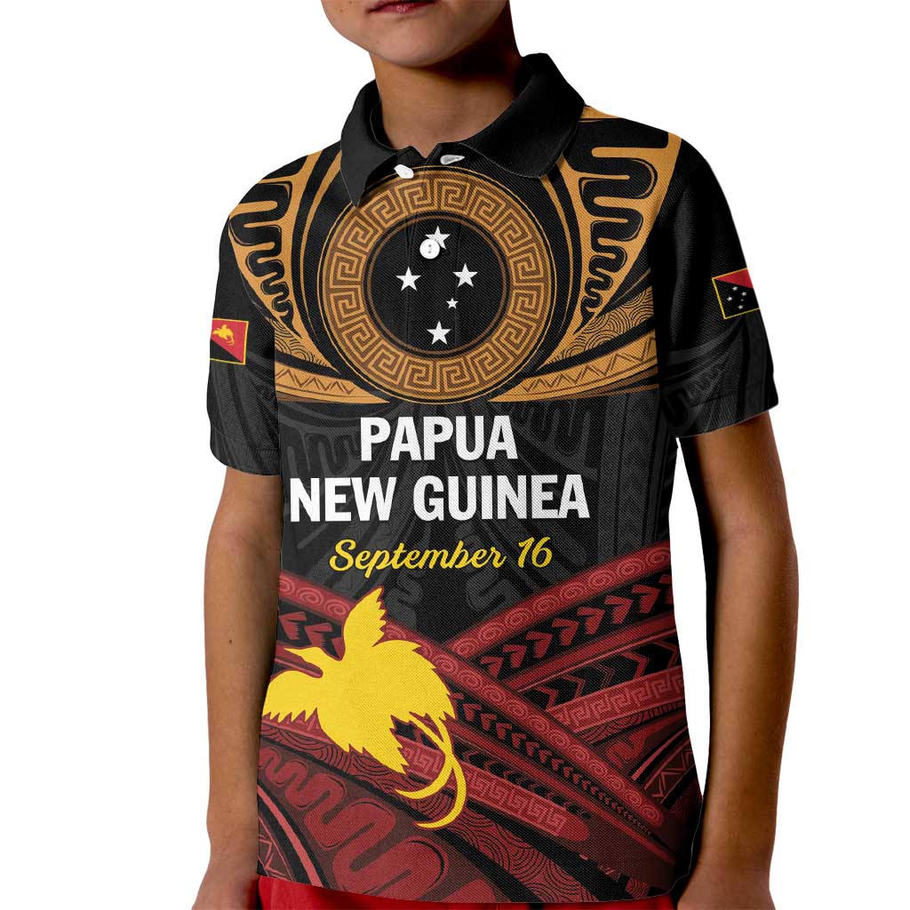 Papua New Guinea Bird of Paradise Kid Polo Shirt 16 September 1975 Independence Day Anniversary