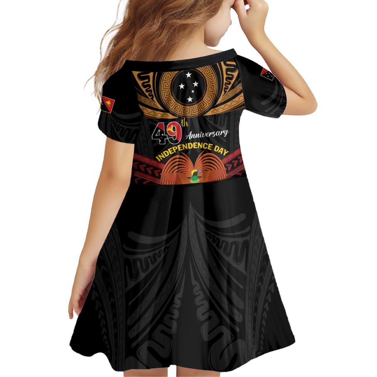 Papua New Guinea Bird of Paradise Kid Short Sleeve Dress 16 September 1975 Independence Day Anniversary LT01 - Polynesian Pride