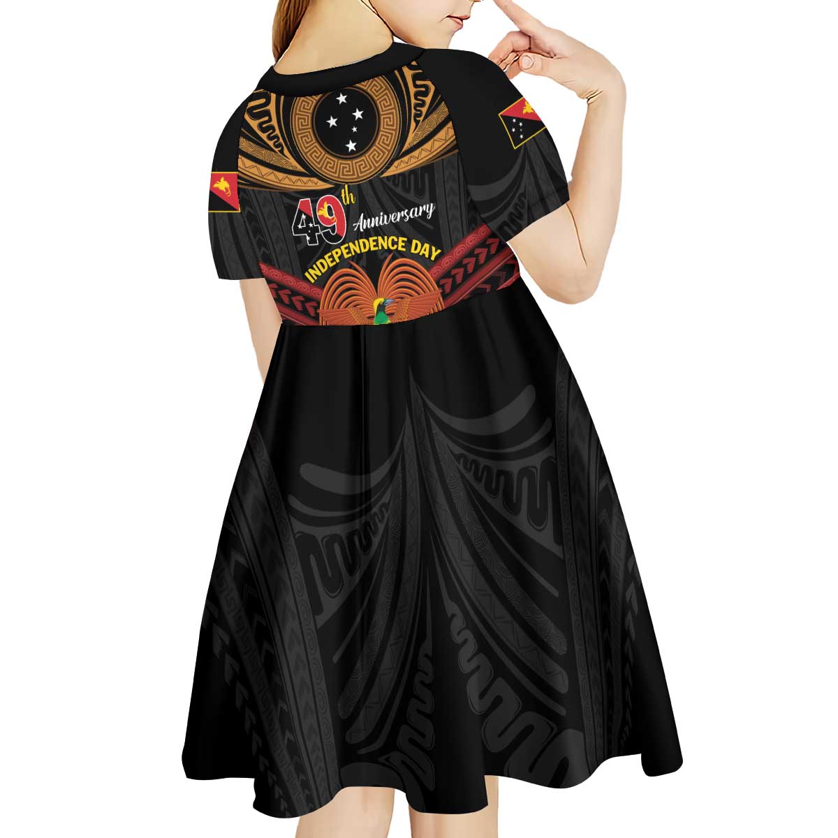 Papua New Guinea Bird of Paradise Kid Short Sleeve Dress 16 September 1975 Independence Day Anniversary LT01 - Polynesian Pride
