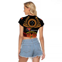 Papua New Guinea Bird of Paradise Raglan Cropped T Shirt 16 September 1975 Independence Day Anniversary