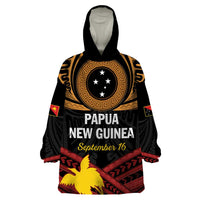 Papua New Guinea Bird of Paradise Wearable Blanket Hoodie 16 September 1975 Independence Day Anniversary LT01 One Size Black - Polynesian Pride