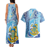 Tuvalu mo te Atua Couples Matching Tank Maxi Dress and Hawaiian Shirt Tuvalu Dolphin Polynesian Pattern LT01 - Polynesian Pride