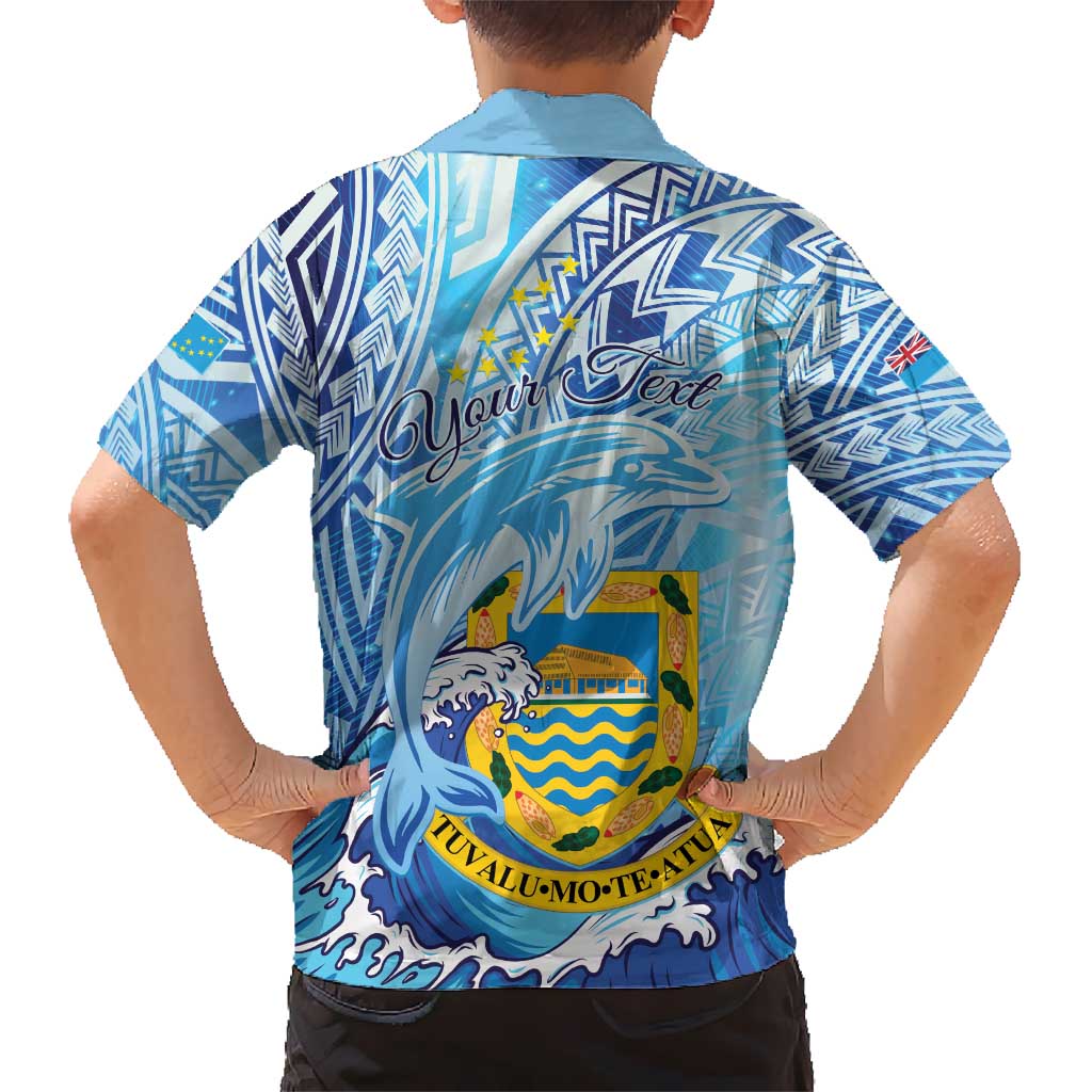 Tuvalu mo te Atua Kid Hawaiian Shirt Tuvalu Dolphin Polynesian Pattern LT01 - Polynesian Pride