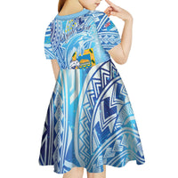 Tuvalu mo te Atua Kid Short Sleeve Dress Tuvalu Dolphin Polynesian Pattern LT01 - Polynesian Pride