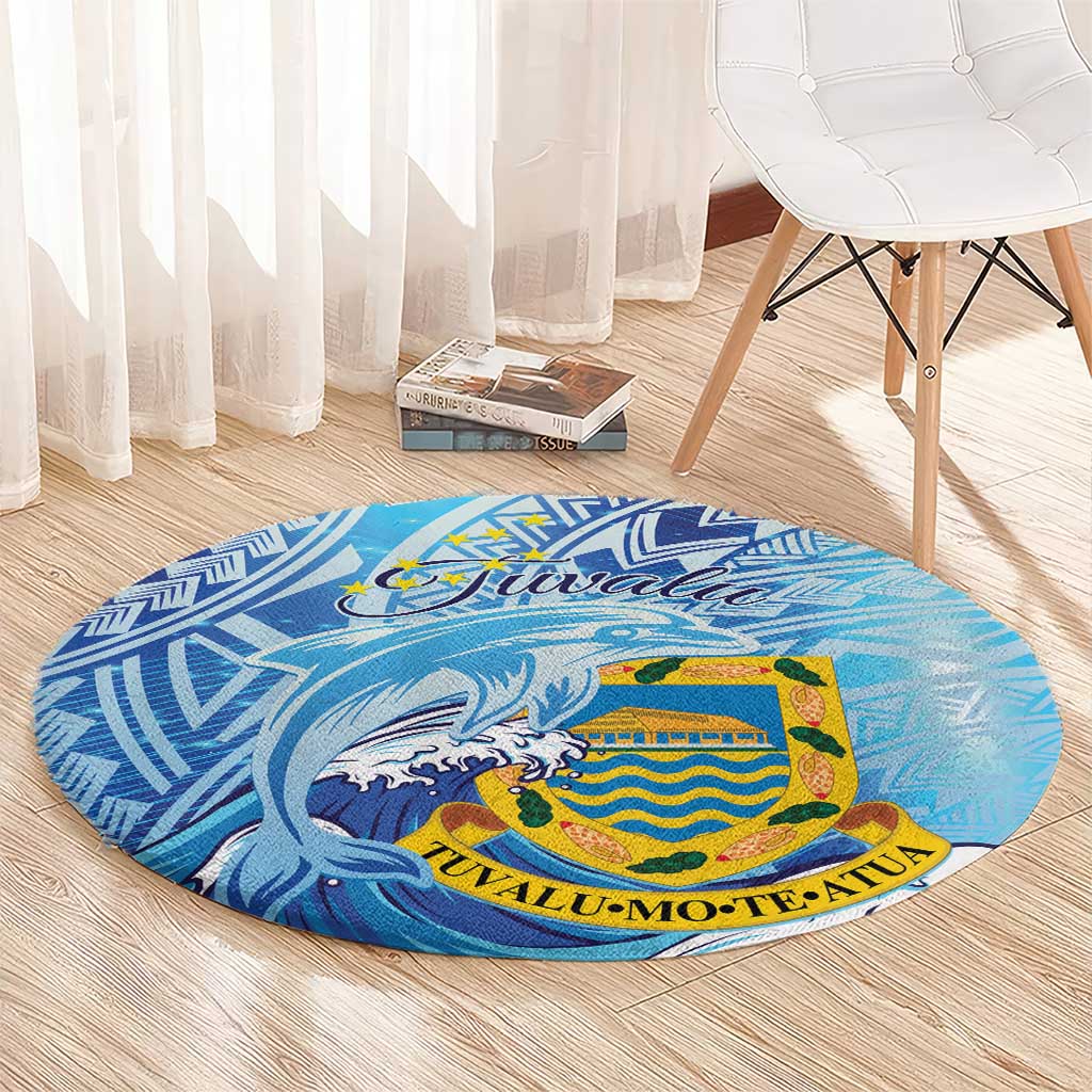 Tuvalu mo te Atua Round Carpet Tuvalu Dolphin Polynesian Pattern LT01 - Polynesian Pride