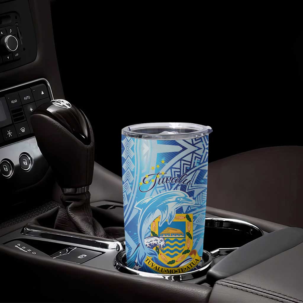 Tuvalu mo te Atua Tumbler Cup Tuuvalu Dolphin Polynesian Pattern