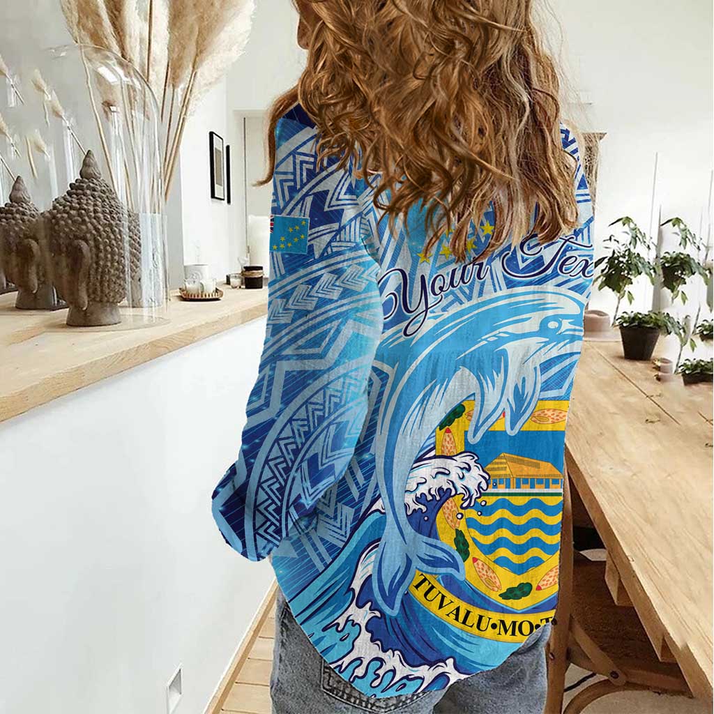 Tuvalu mo te Atua Women Casual Shirt Tuvalu Dolphin Polynesian Pattern LT01 - Polynesian Pride