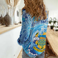 Tuvalu mo te Atua Women Casual Shirt Tuvalu Dolphin Polynesian Pattern LT01 - Polynesian Pride