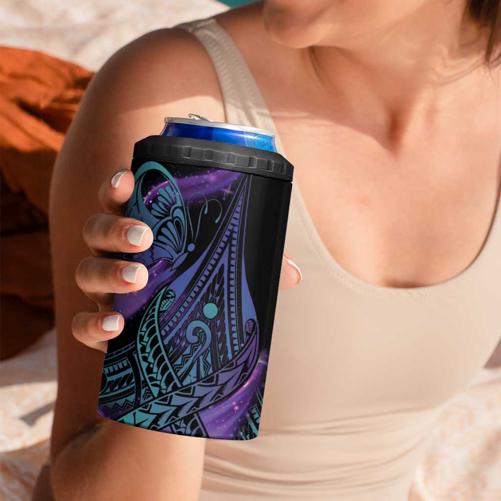 In September We Wear Teal And Purple 4 in 1 Can Cooler Tumbler Magic Ribbon Semicolon
