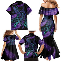 In September We Wear Teal And Purple Family Matching Mermaid Dress and Hawaiian Shirt Magic Ribbon Semicolon LT01 - Polynesian Pride