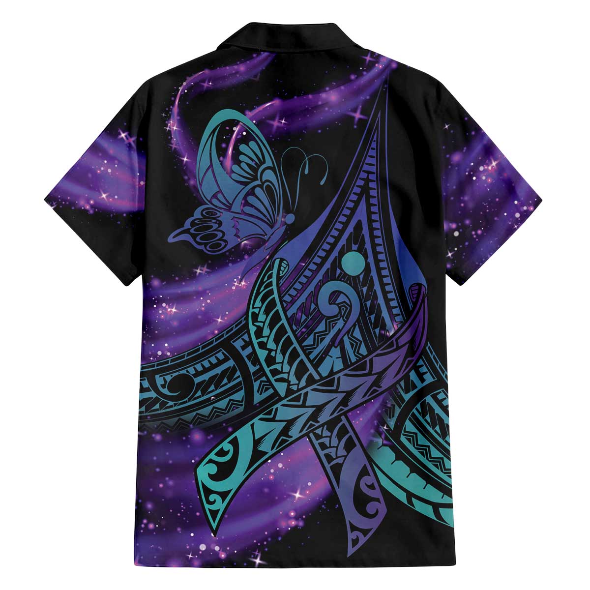 In September We Wear Teal And Purple Family Matching Off Shoulder Short Dress and Hawaiian Shirt Magic Ribbon Semicolon LT01 - Polynesian Pride