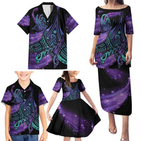 In September We Wear Teal And Purple Family Matching Puletasi and Hawaiian Shirt Magic Ribbon Semicolon LT01 - Polynesian Pride