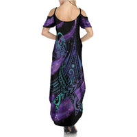 In September We Wear Teal And Purple Family Matching Summer Maxi Dress and Hawaiian Shirt Magic Ribbon Semicolon LT01 - Polynesian Pride