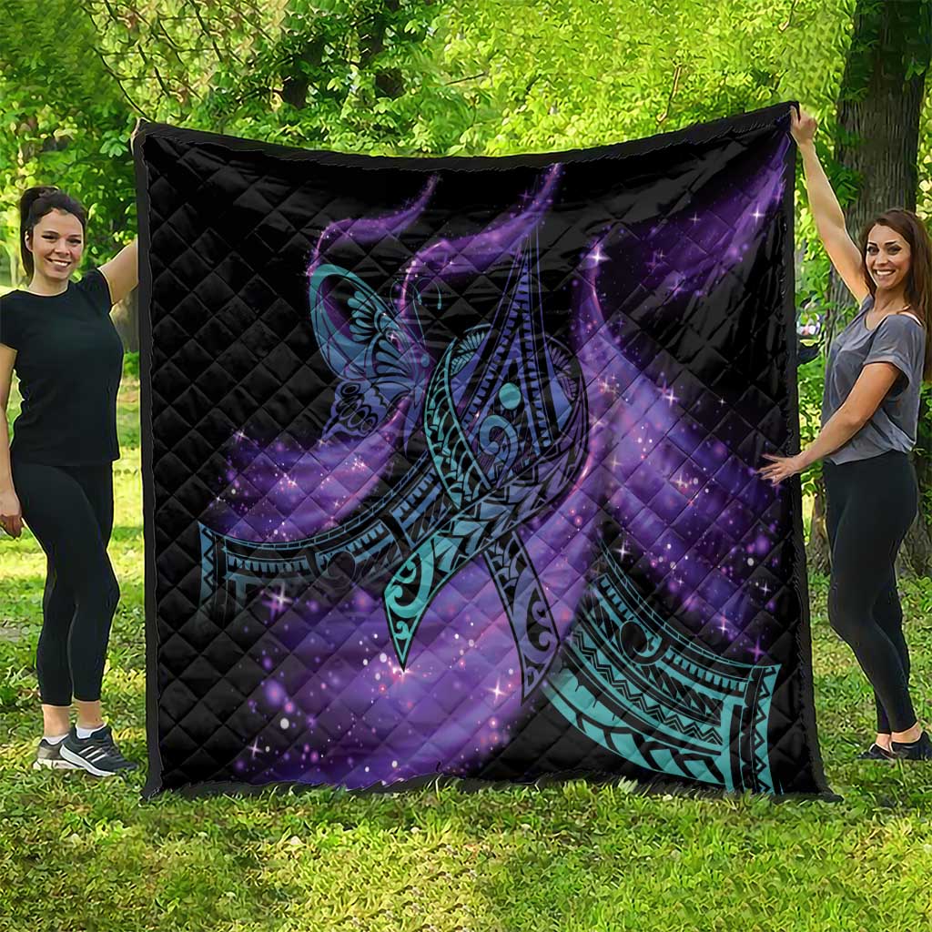 In September We Wear Teal And Purple Quilt Magic Ribbon Semicolon LT01 - Polynesian Pride