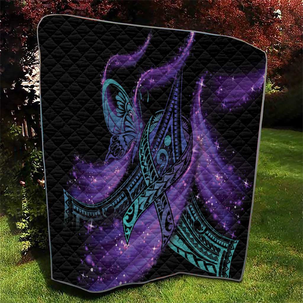 In September We Wear Teal And Purple Quilt Magic Ribbon Semicolon LT01 - Polynesian Pride