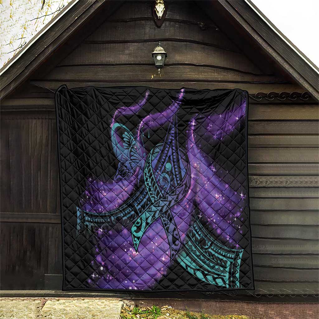 In September We Wear Teal And Purple Quilt Magic Ribbon Semicolon LT01 - Polynesian Pride