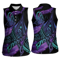 In September We Wear Teal And Purple Women Sleeveless Polo Shirt Magic Ribbon Semicolon