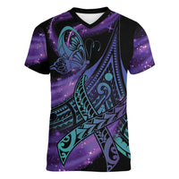 In September We Wear Teal And Purple Women V-Neck T-Shirt Magic Ribbon Semicolon