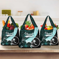 Chuuk Constitution Day Grocery Bag Hibiscus Turquoise Pattern LT01 3-pack One Size Turquoise - Polynesian Pride
