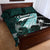 Chuuk Constitution Day Quilt Bed Set Hibiscus Turquoise Pattern