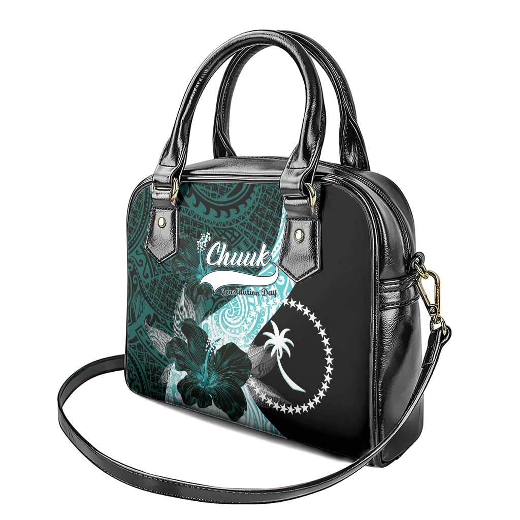 Chuuk Constitution Day Shoulder Handbag Hibiscus Turquoise Pattern LT01 - Polynesian Pride