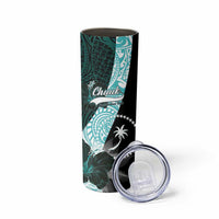 Chuuk Constitution Day Skinny Tumbler Hibiscus Turquoise Pattern