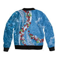 Fiji Tagimaucia Floral Bomber Jacket Tapa Pattern