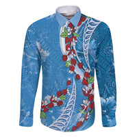 Fiji Tagimaucia Floral Family Matching Summer Maxi Dress and Hawaiian Shirt Tapa Pattern