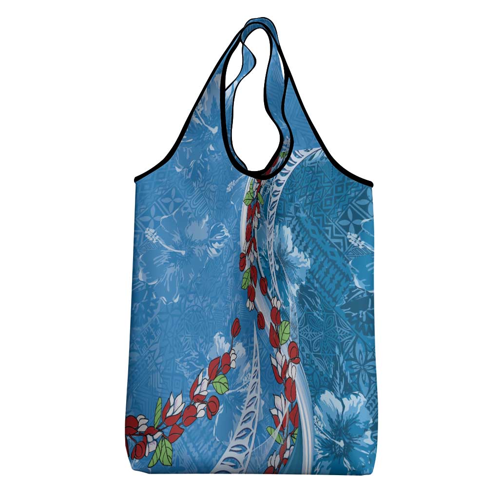 Fiji Tagimaucia Floral Grocery Bag Tapa Pattern