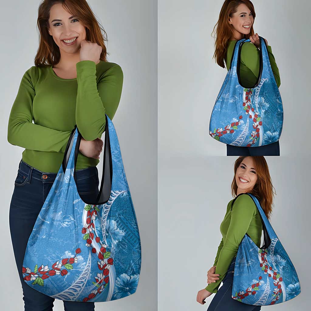 Fiji Tagimaucia Floral Grocery Bag Tapa Pattern