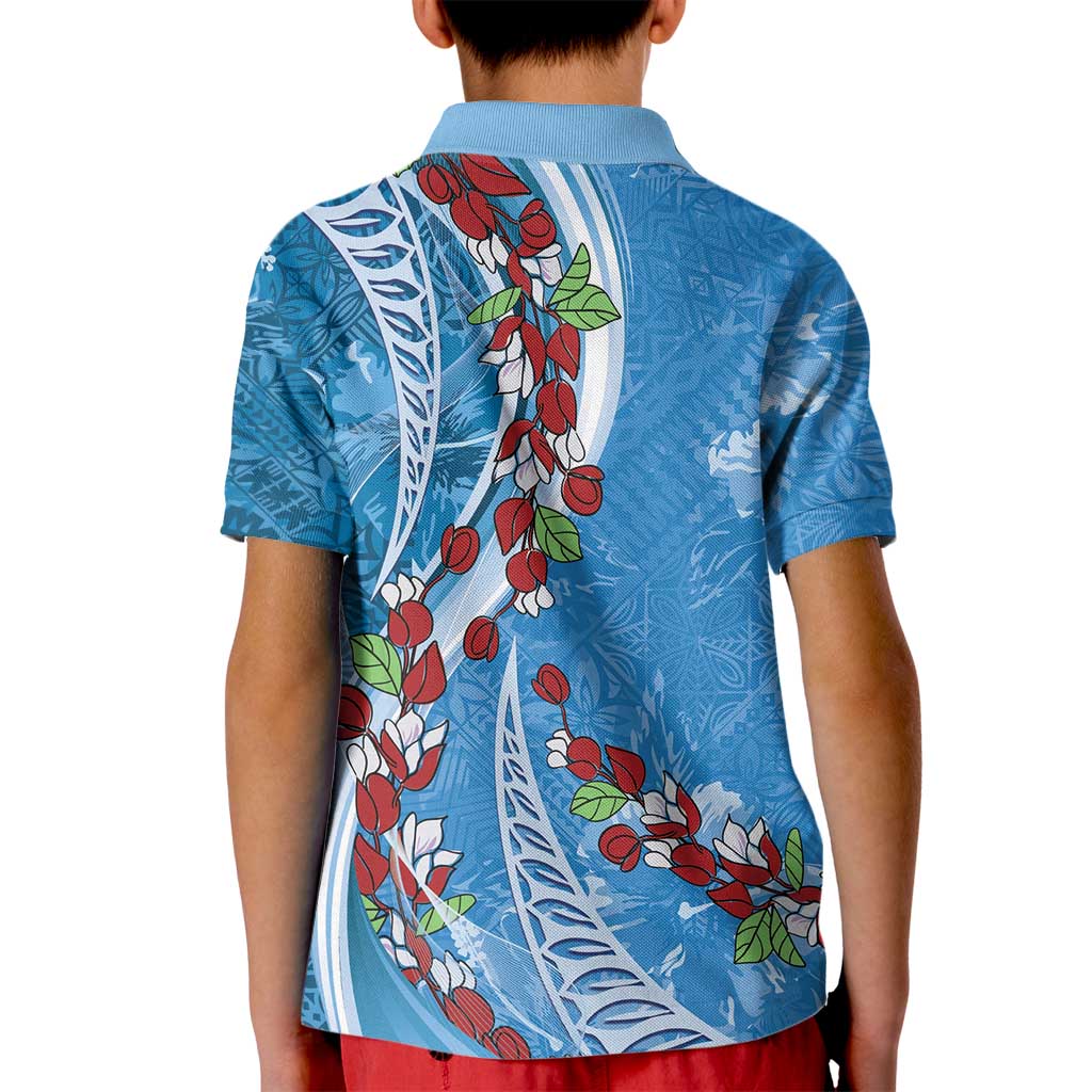 Fiji Tagimaucia Floral Kid Polo Shirt Tapa Pattern