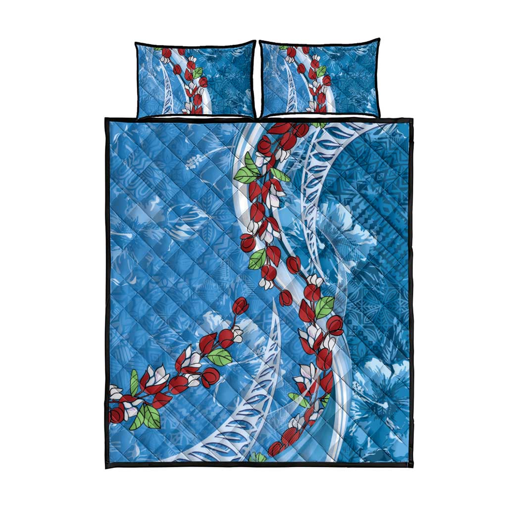 Fiji Tagimaucia Floral Quilt Bed Set Tapa Pattern