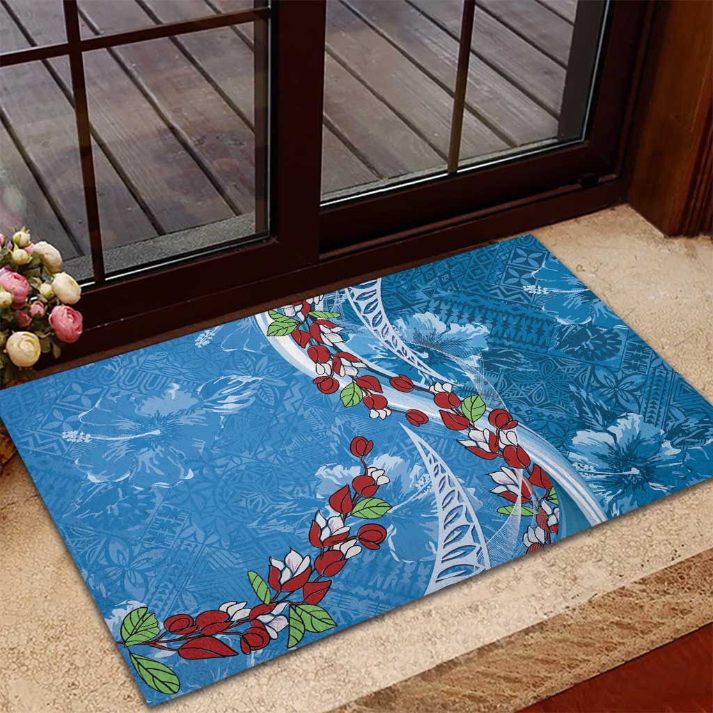 Fiji Tagimaucia Floral Rubber Doormat Tapa Pattern
