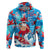 Hawaii Christmas Hoodie Santa Claus Surfing Kakau Tropical Style LT01 Pullover Hoodie Blue - Polynesian Pride