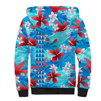 Hawaii Christmas Sherpa Hoodie Santa Claus Surfing Kakau Tropical Style LT01 - Polynesian Pride