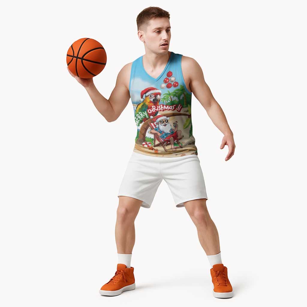 Personalized Hawaii Santa Parrot Christmas Basketball Jersey Summer Vibe - Polynesian Pride