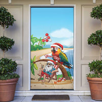 Personalized Hawaii Santa Parrot Christmas Door Cover Summer Vibe - Polynesian Pride