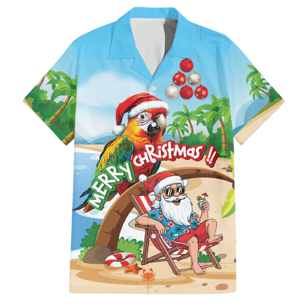 Personalized Hawaii Santa Parrot Christmas Family Matching Puletasi and Hawaiian Shirt Summer Vibe - Polynesian Pride