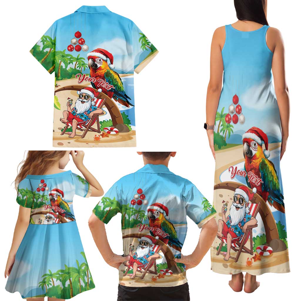 Personalized Hawaii Santa Parrot Christmas Family Matching Tank Maxi Dress and Hawaiian Shirt Summer Vibe LT01 - Polynesian Pride