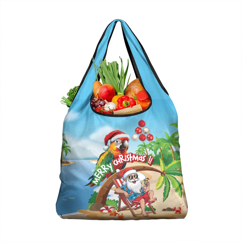 Hawaii Santa Parrot Christmas Grocery Bag Summer Vibe - Polynesian Pride