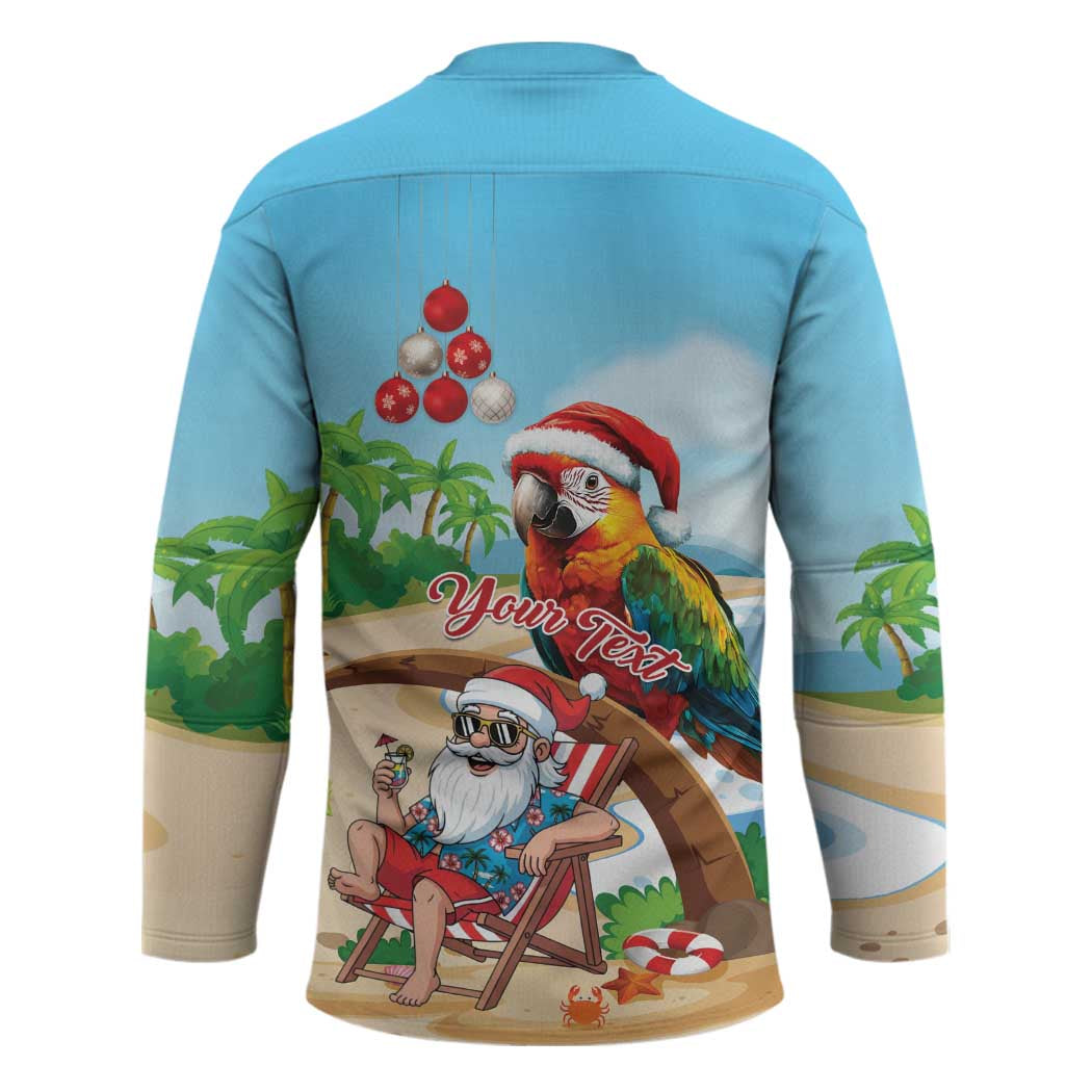 Personalized Hawaii Santa Parrot Christmas Hockey Jersey Summer Vibe - Polynesian Pride