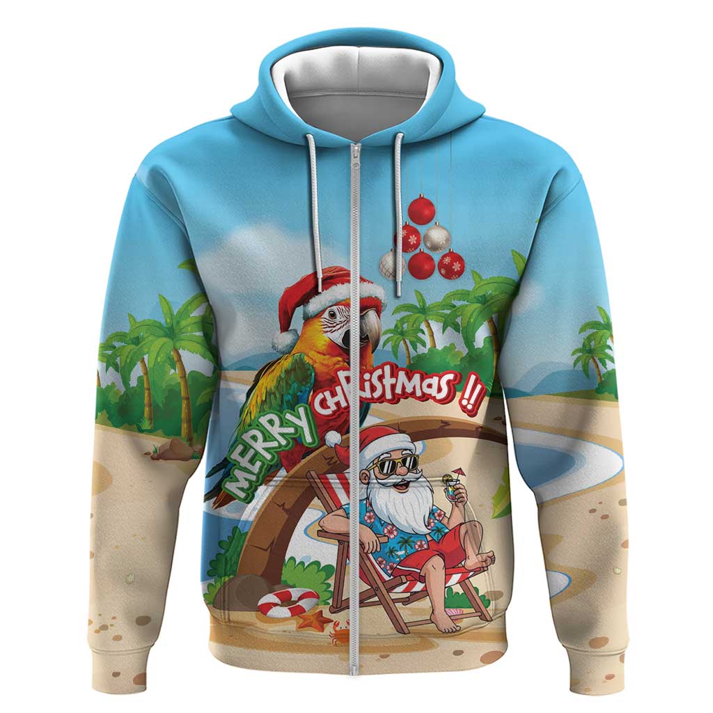 Personalized Hawaii Santa Parrot Christmas Hoodie Summer Vibe - Polynesian Pride