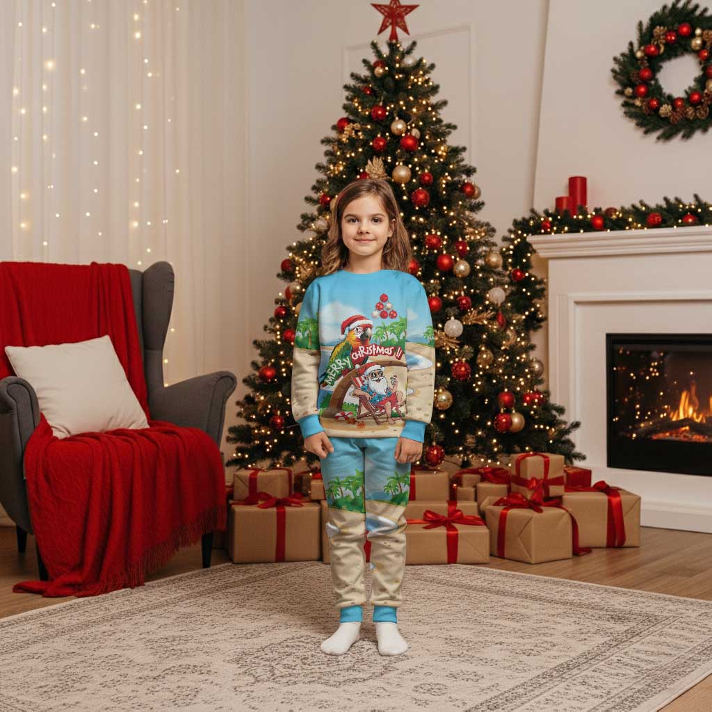 Personalized Hawaii Santa Parrot Christmas Pajama Set Summer Vibe - Polynesian Pride
