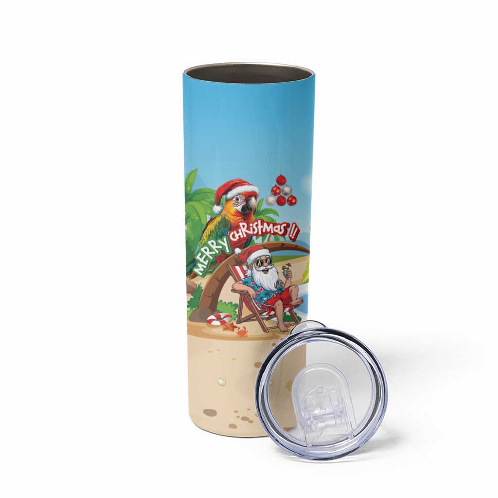 Personalized Hawaii Santa Parrot Christmas Skinny Tumbler Summer Vibe LT01 - Polynesian Pride