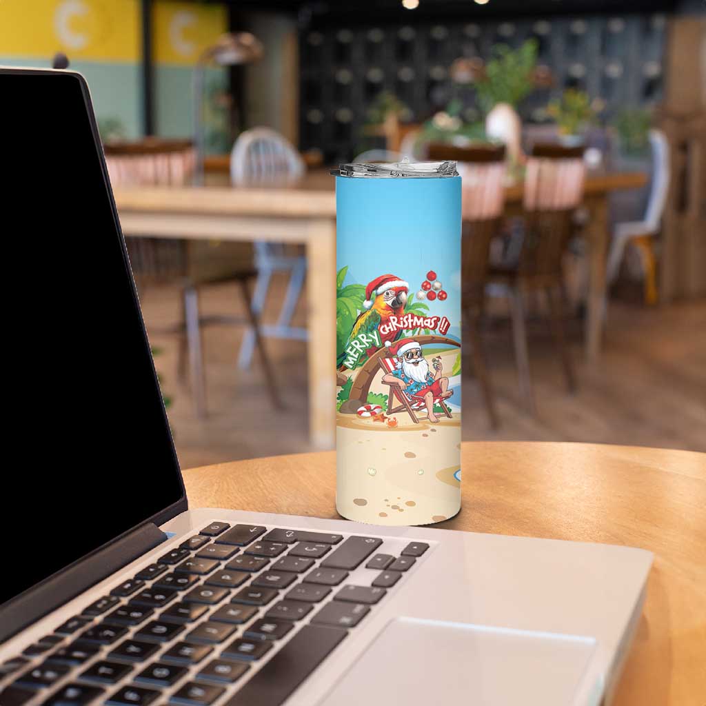 Personalized Hawaii Santa Parrot Christmas Skinny Tumbler Summer Vibe LT01 - Polynesian Pride